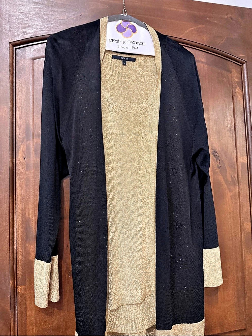 Gucci Black & Gold metallic tank & Cardigan Medium like new. Soft material.